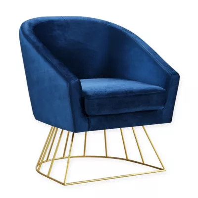 Inspired Home Glenda Velvet Accent Chair in Navy/Gold | Bed Bath & Beyond