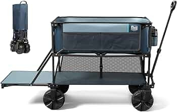 TIMBER RIDGE Folding Double Decker Wagon, Heavy Duty Collapsible Wagon Cart with 54" Lower Decker... | Amazon (US)