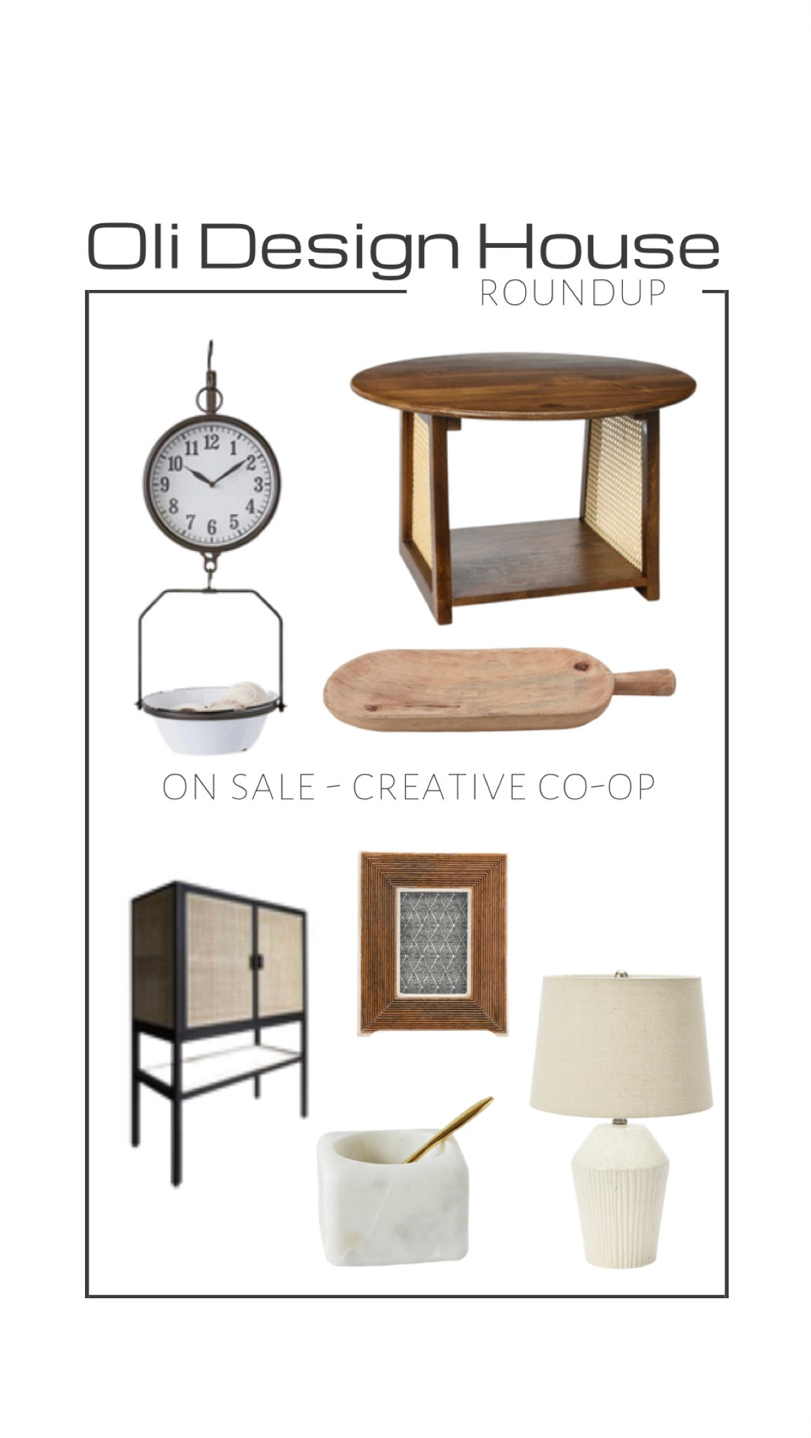 A roundup of moody modern organic home decor on sale from Creative Co-Op

Wood serving platter, rustic food scale, walnut and cane round table, black and cane cabinet, white lamp, wood picture frame, marble salt dish

#LTKhome #LTKFind #LTKunder100