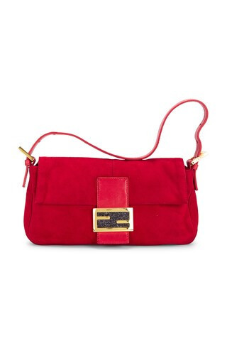 Fendi Suede Baguette Shoulder Bag in Red | FWRD 