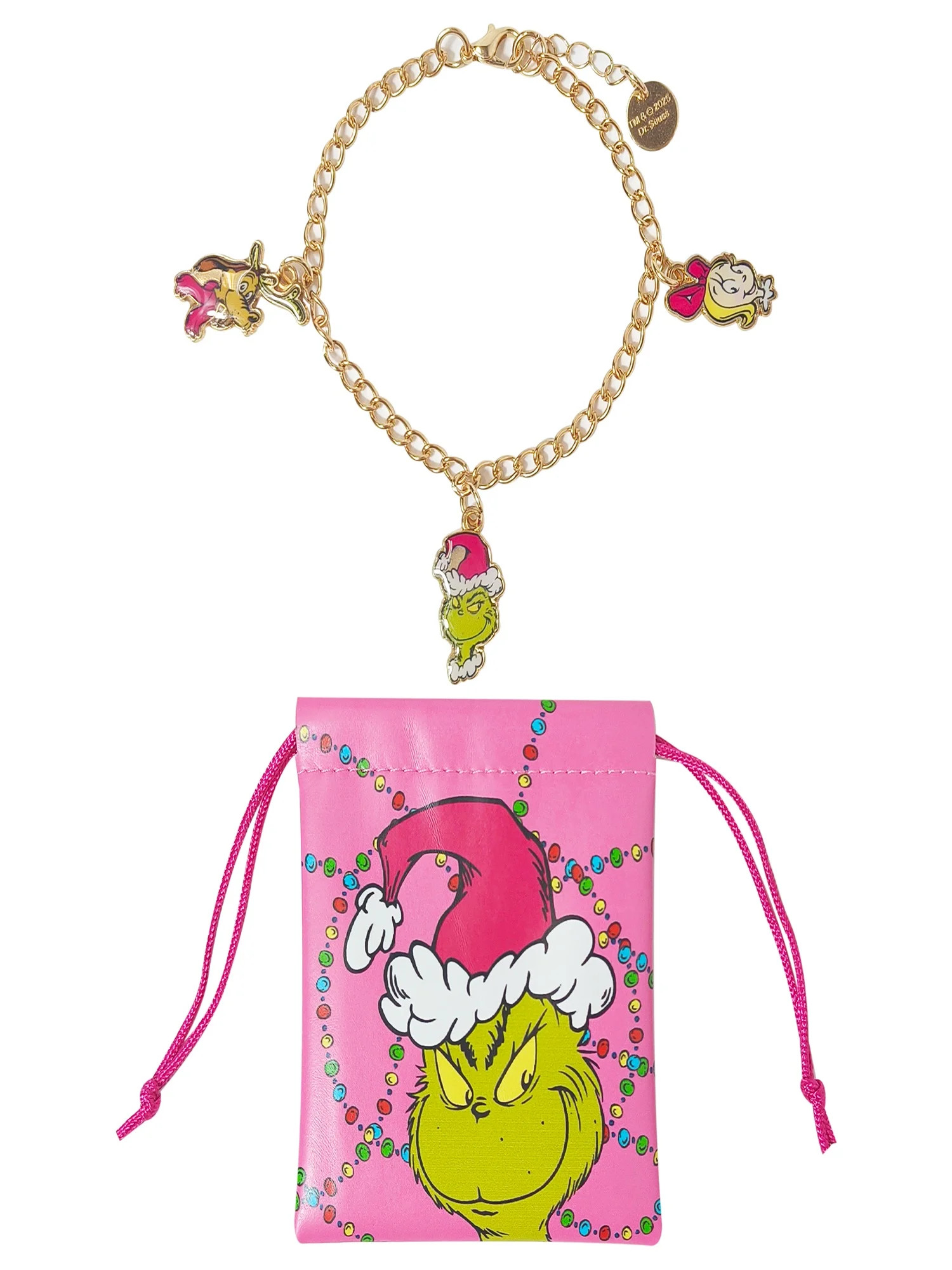 Dr Suess Grinch Charm Bracelet with Drawstring Pouch, Ages 3+ | Walmart (US)