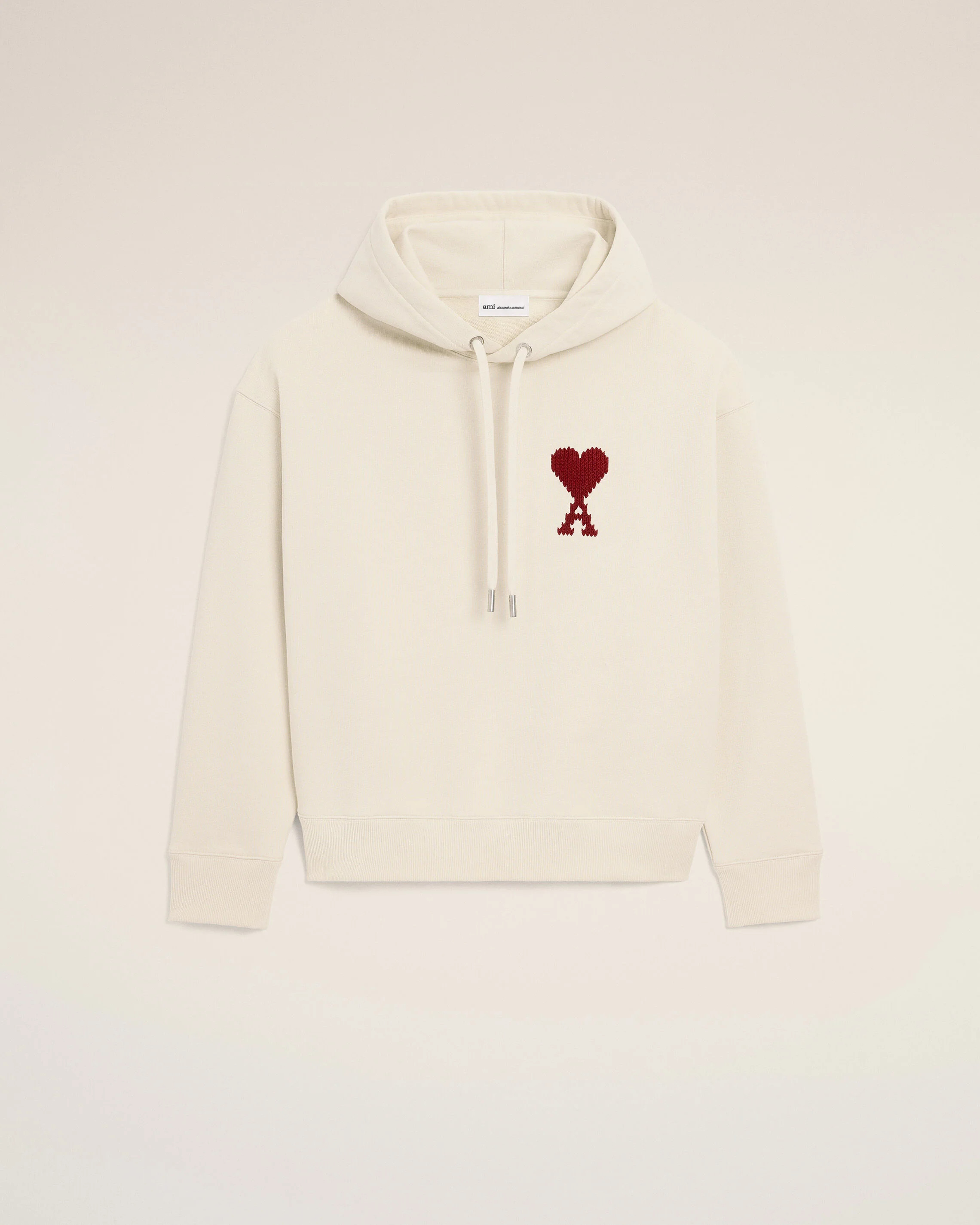 MOONLIGHT / SUNSET RED White Cotton Ami De Coeur Hoodie | Ami Paris | AMI Paris FR