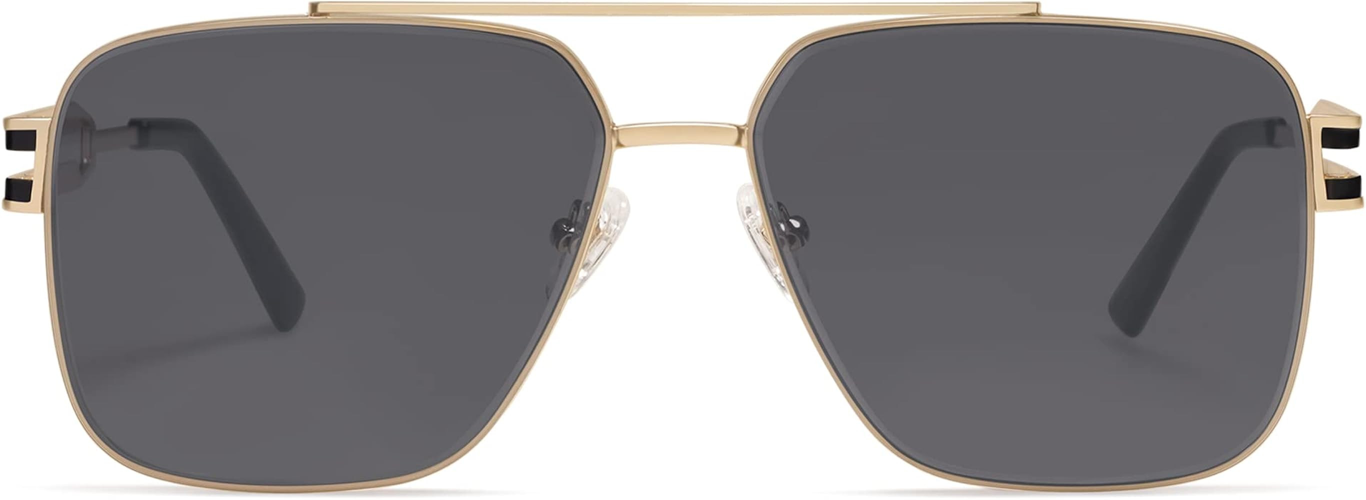 SOJOS Retro Oversized Square Sunglasses for Women Men, Vintage Large Double Bridge Metal Frame Un... | Amazon (US)