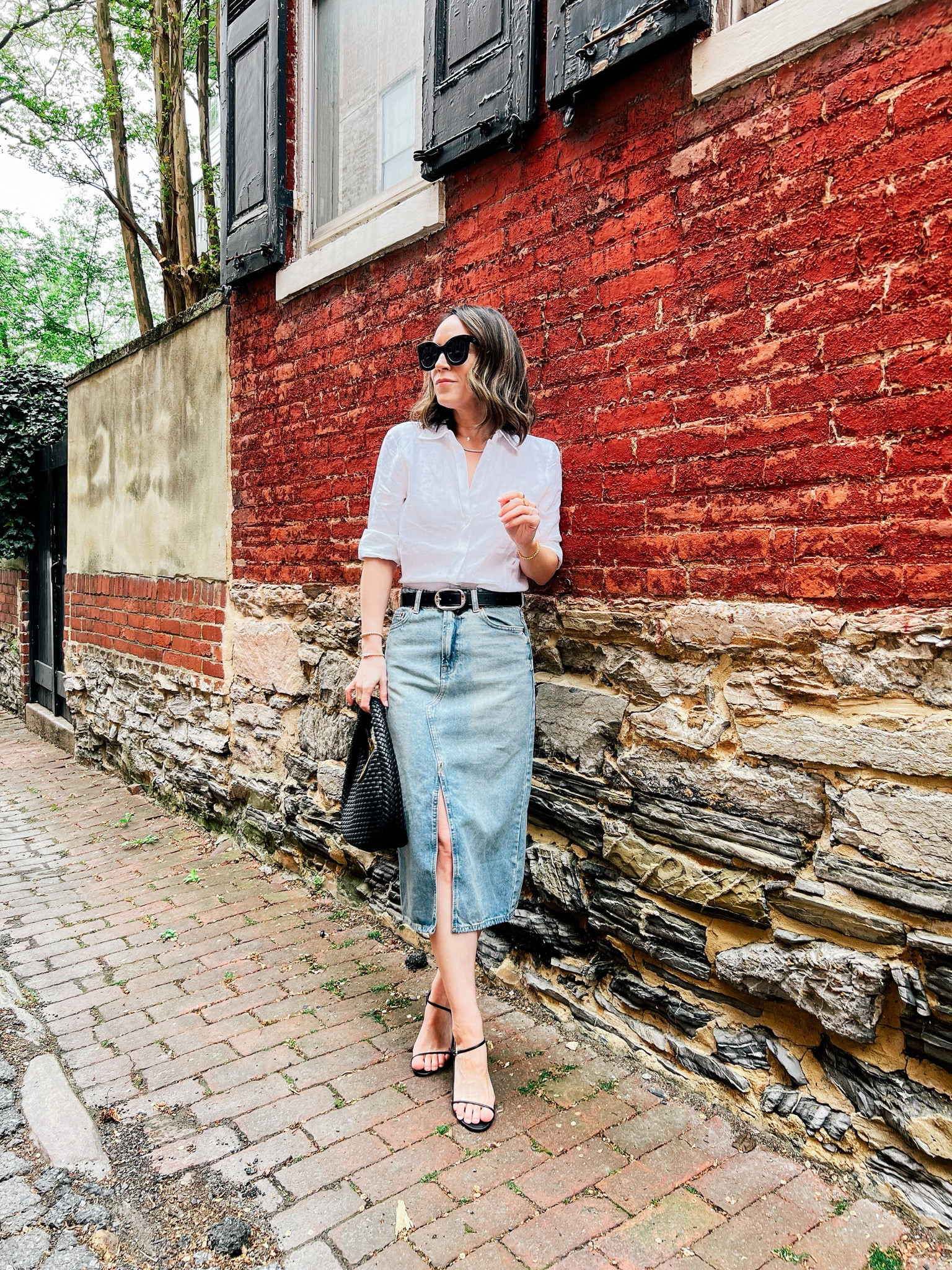 Denim skirt, white linen shirt 

#LTKover40 #LTKSeasonal