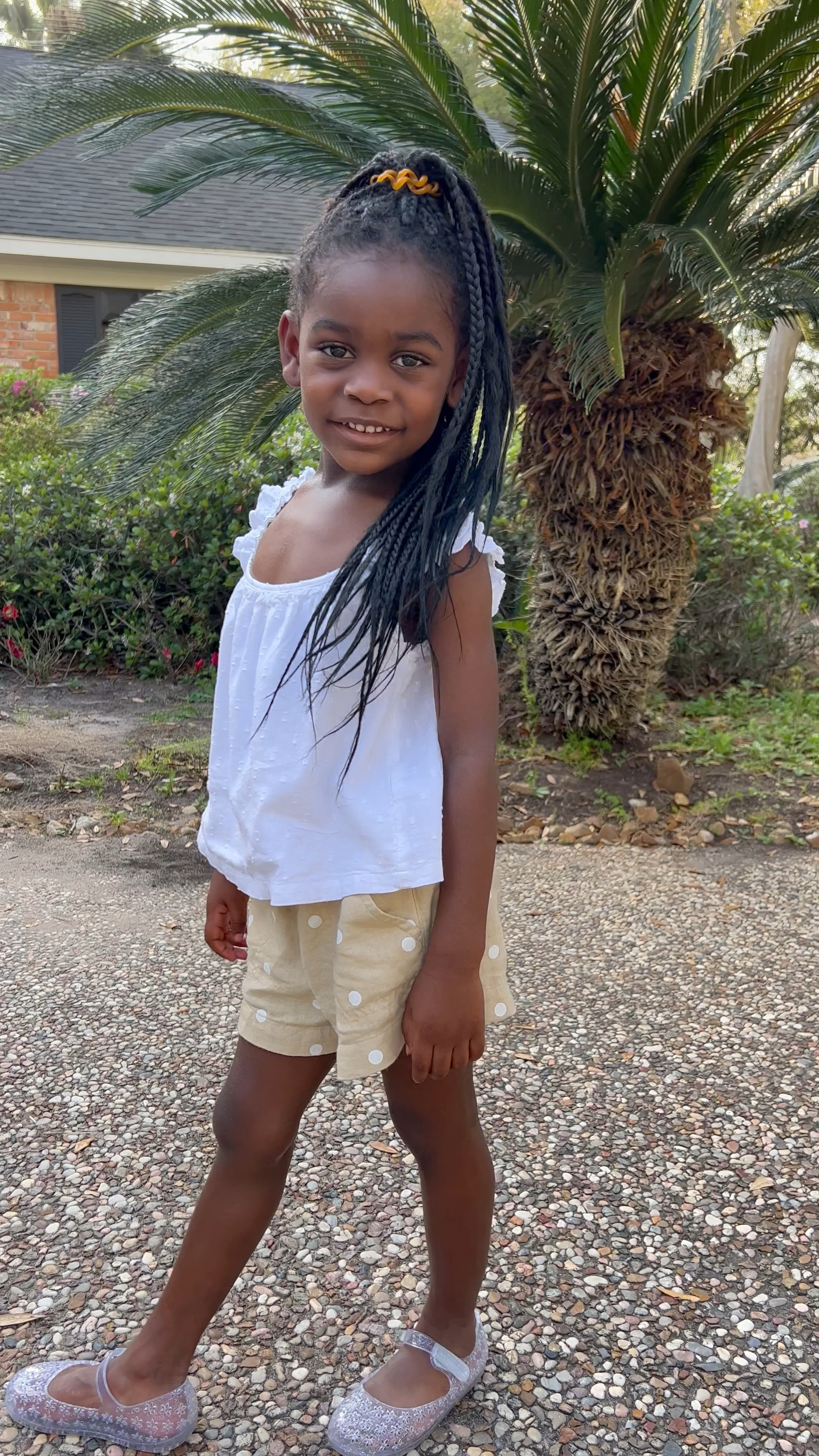 30% off at checkout: toddler girl jelly sandals, polka dot shorts and white ruffle tank 

#LTKkids #LTKstyletip #LTKfamily