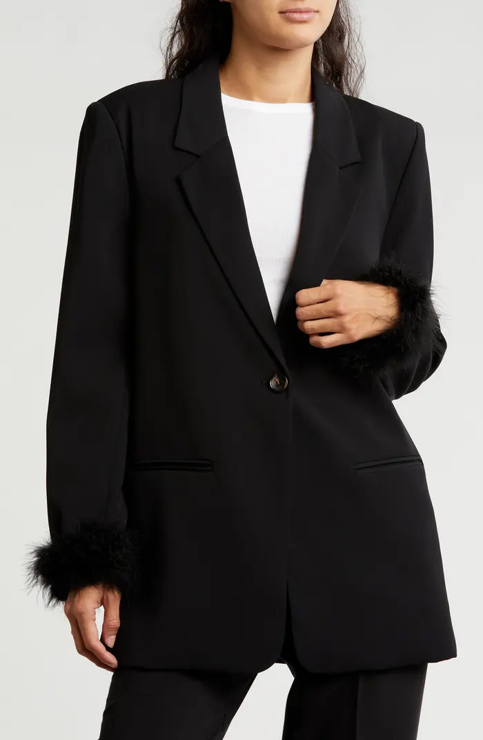Feather Trim Blazer | Nordstrom Rack