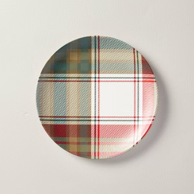 8.9" Festive Plaid Melamine Christmas Salad Plates Red/Green/Tan - Hearth & Hand™ with Magnolia | Target