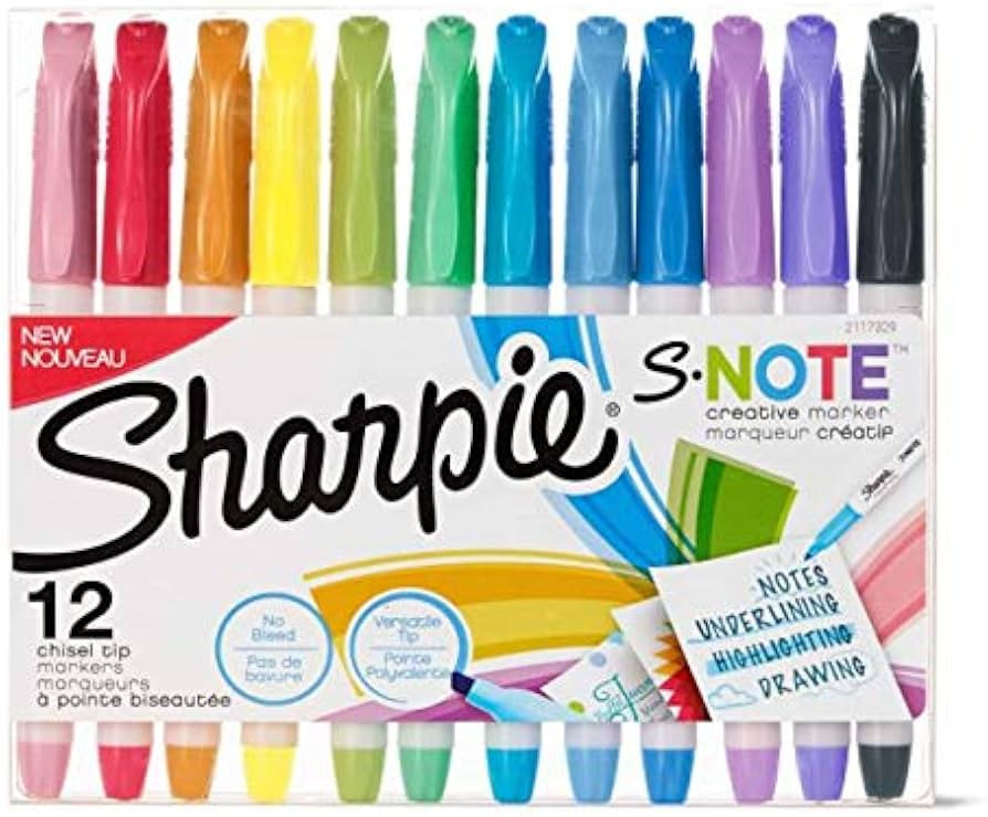 Sharpie S-Note Creative Markers, Highlighters, Assorted Colors, Chisel Tip, 12 Count - 1 Pack | Amazon (US)