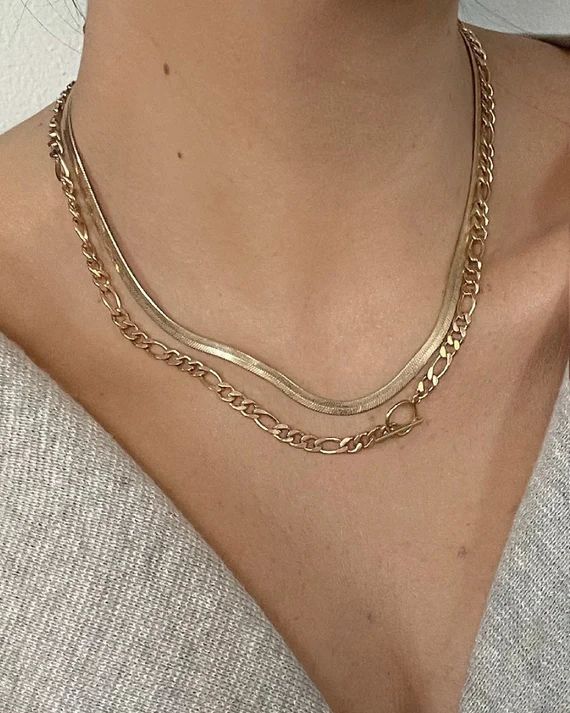 Thick Figaro Chain Necklace  Gold Filled Necklace Gold | Etsy | Etsy (US)