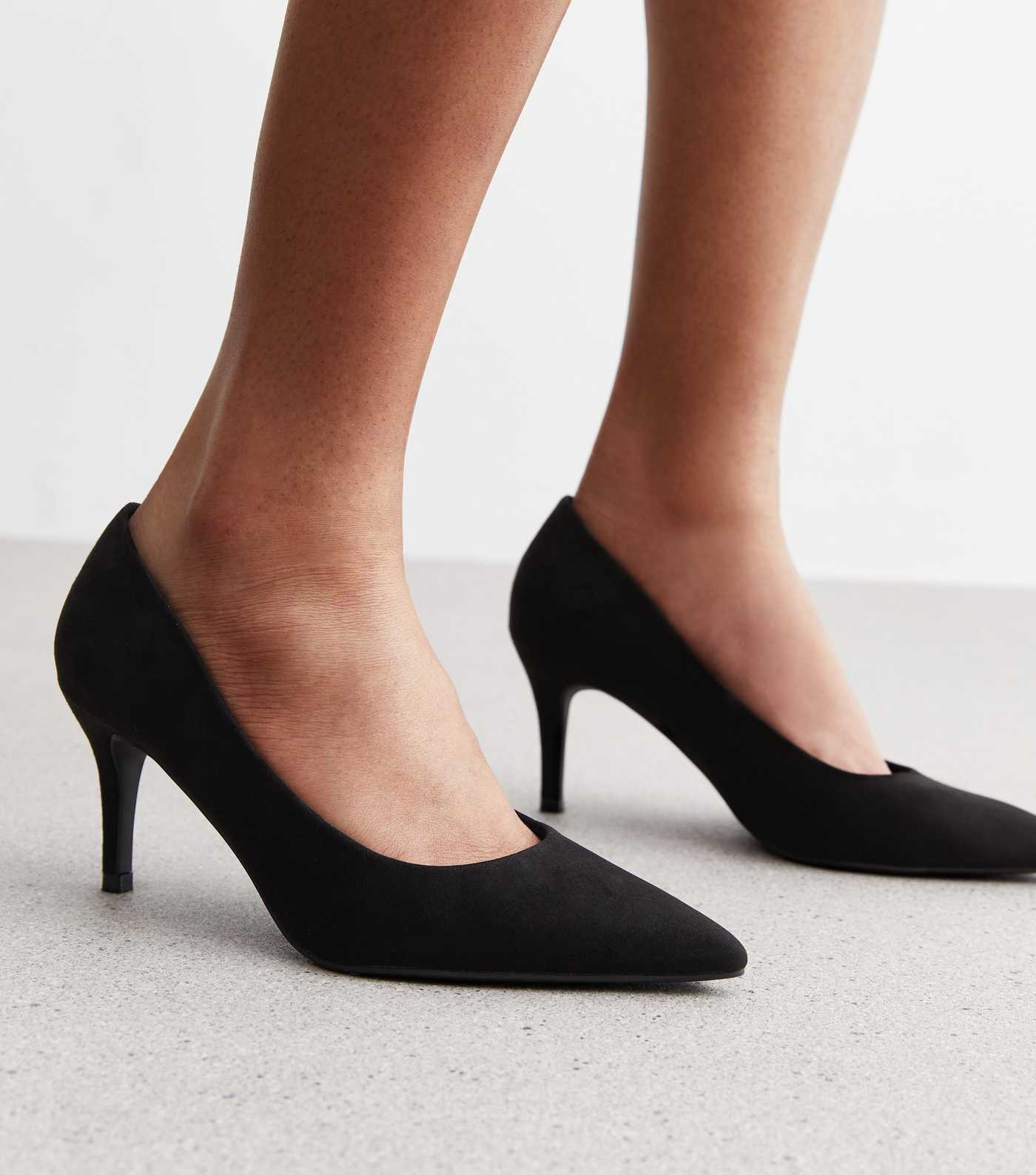 Black Suedette Pointed Stiletto Heel Court Shoes | New Look | New Look (UK)