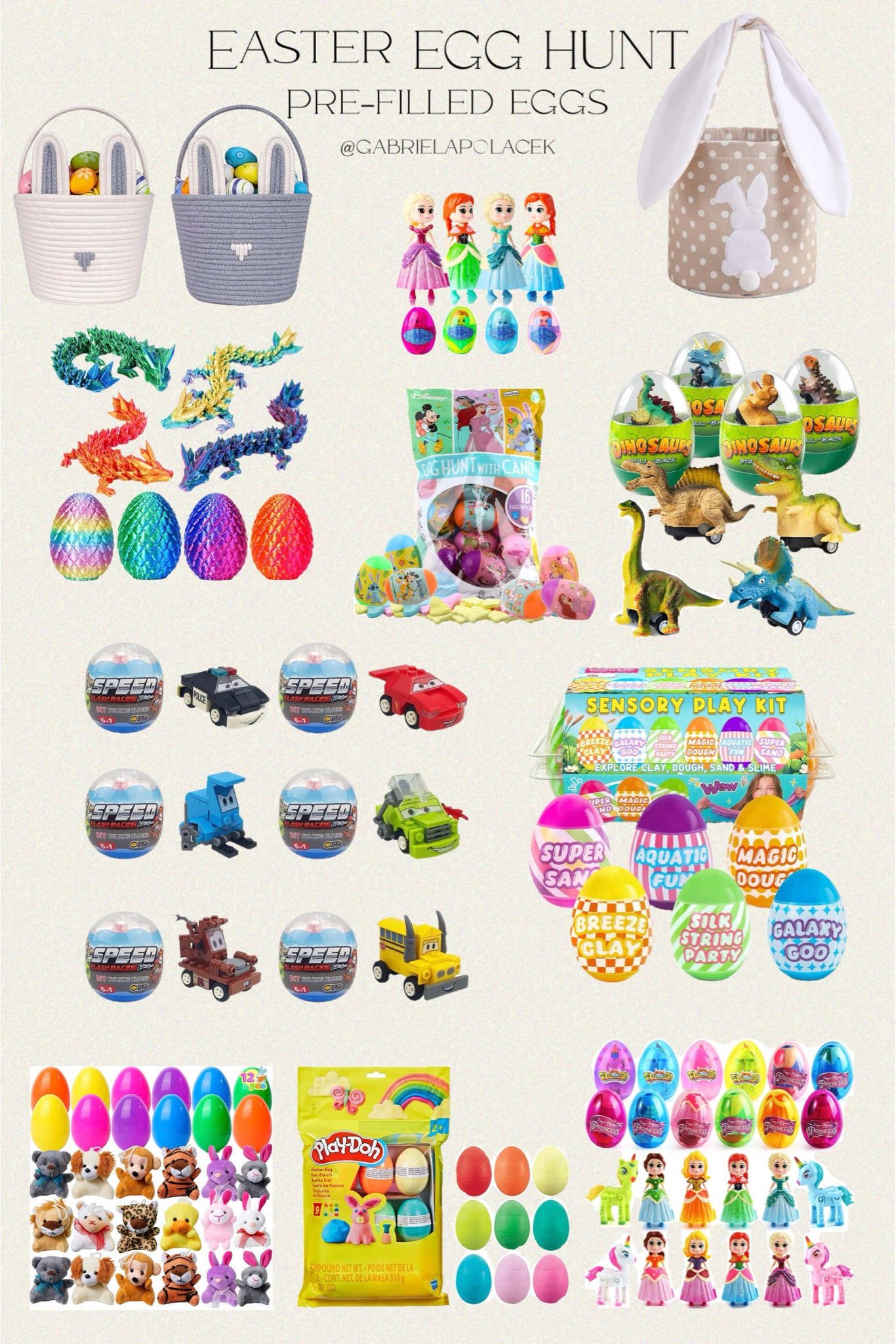 Easter egg hunt - pre-filled easter eggs | non candy pre filled easter eggs | sensory play kit easter eggs | 
disney pre filled easter eggs | play-doh pre filled easter eggs.

#gabrielapolacek #LTKFamily

#LTKParties #LTKSeasonal #LTKKids