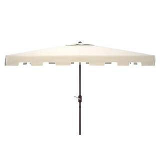 SAFAVIEH Zimmerman 10 ft. Aluminum Rectangular Market Tilt Patio Umbrella in Beige/White PAT8300C... | The Home Depot