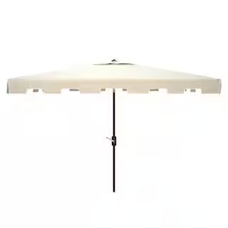 SAFAVIEH Zimmerman 10 ft. Aluminum Rectangular Market Tilt Patio Umbrella in Beige/White PAT8300C... | The Home Depot