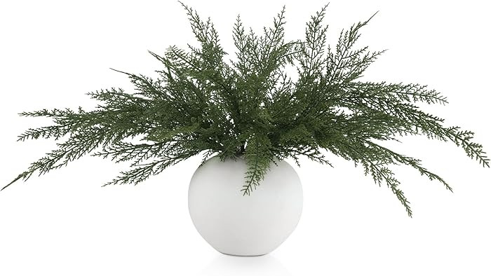 Jutom 16 Pcs Christmas Cedar Pine Stems - 18 Inch Artificial Faux Cedar Branches Christmas Greene... | Amazon (US)