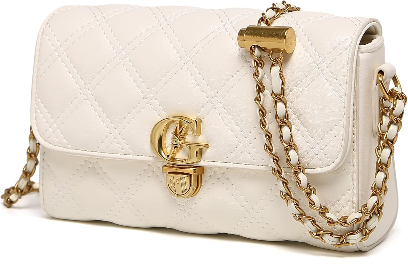 Women's small quilted crossbody bag, shoulder bag, with gold chain strap, mini top handle flip wa... | Amazon (US)