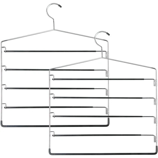 Honey Can Do 5-Tier Swinging Arm Pant Rack, Chrome/Black, 2-Pack - Walmart.com | Walmart (US)