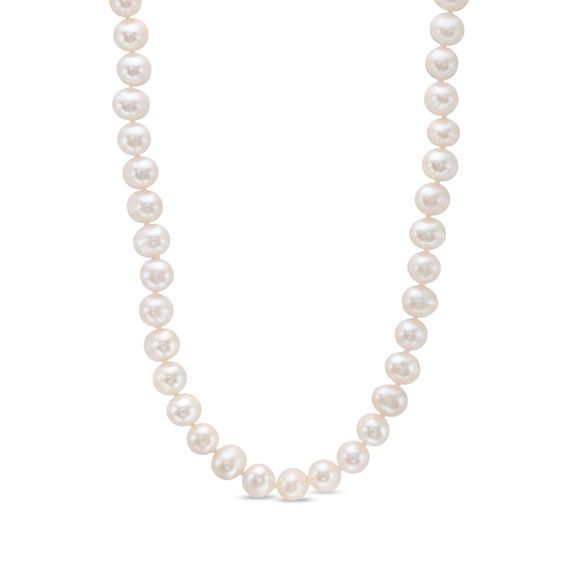 7.5 - 8.0mm Cultured Freshwater Pearl Strand Necklace with Sterling Silver Filigree Clasp - 24" | Zales