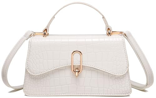 XMLiZhiGu Mini Crossbody Bag for Women, Cute Mini Purse, Ladies Small Top Handle Satchel, Trendy Daily Clutch PU Leather White Purse | Amazon (US)