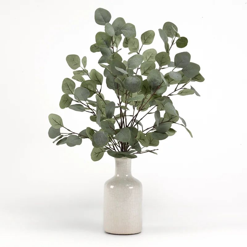 26.5'' Faux Eucalyptus Branch in Ceramic Decorative Vase | Wayfair North America