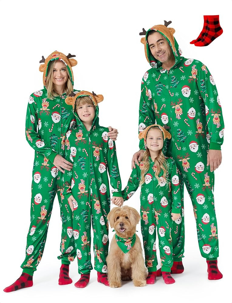 PATPAT Matching Family Christmas Onesie Pajamas – Holiday Hooded Jumpsuit Sleepwear PJs Couples... | Amazon (US)