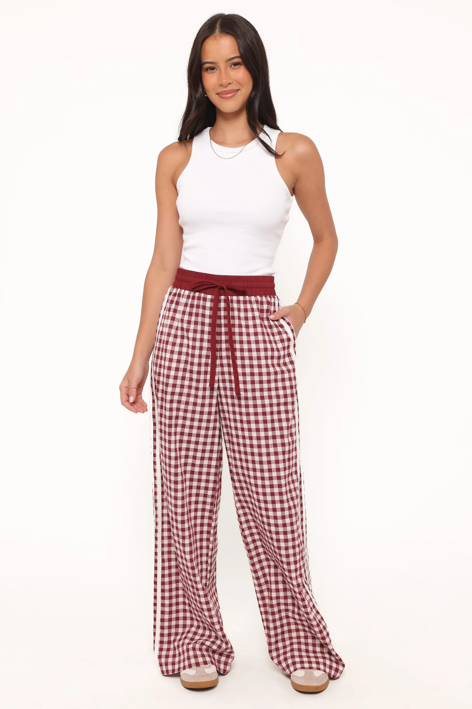 Lawson Track Pants - Burgundy Gingham | Petal & Pup (US)