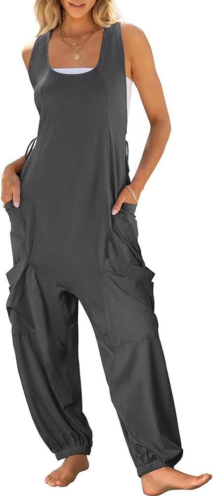 ANRABESS Women's Jumpsuits Casual Loose Sleeveless Baggy Harem Pants Overalls Jumpers Tracksuits ... | Amazon (US)