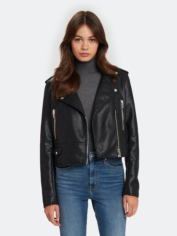 BLANKNYC Faux Leather Moto Jacket - It Takes Two (Black) - L | Verishop
