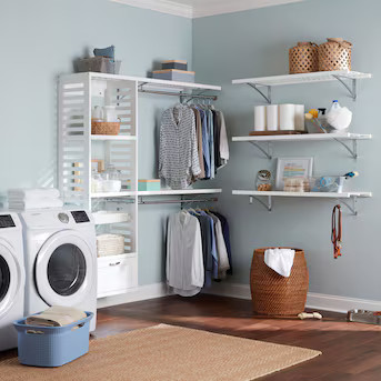 allen + roth Hartford 5-ft to 8-ft W x 6.33-ft H White Ventilated Shelving Wood Closet System | Lowe's