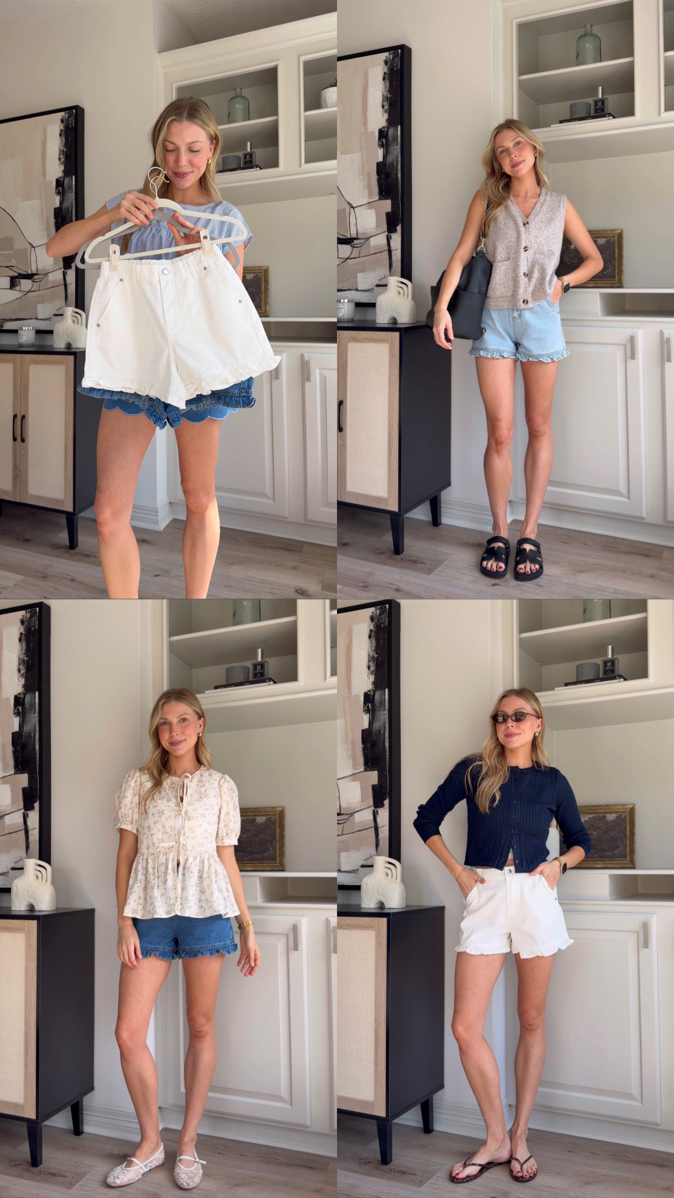 Favorite stretchy ruffle denim shorts! Wearing 2 in denim shorts + S in all tops!  

 #LTKootd