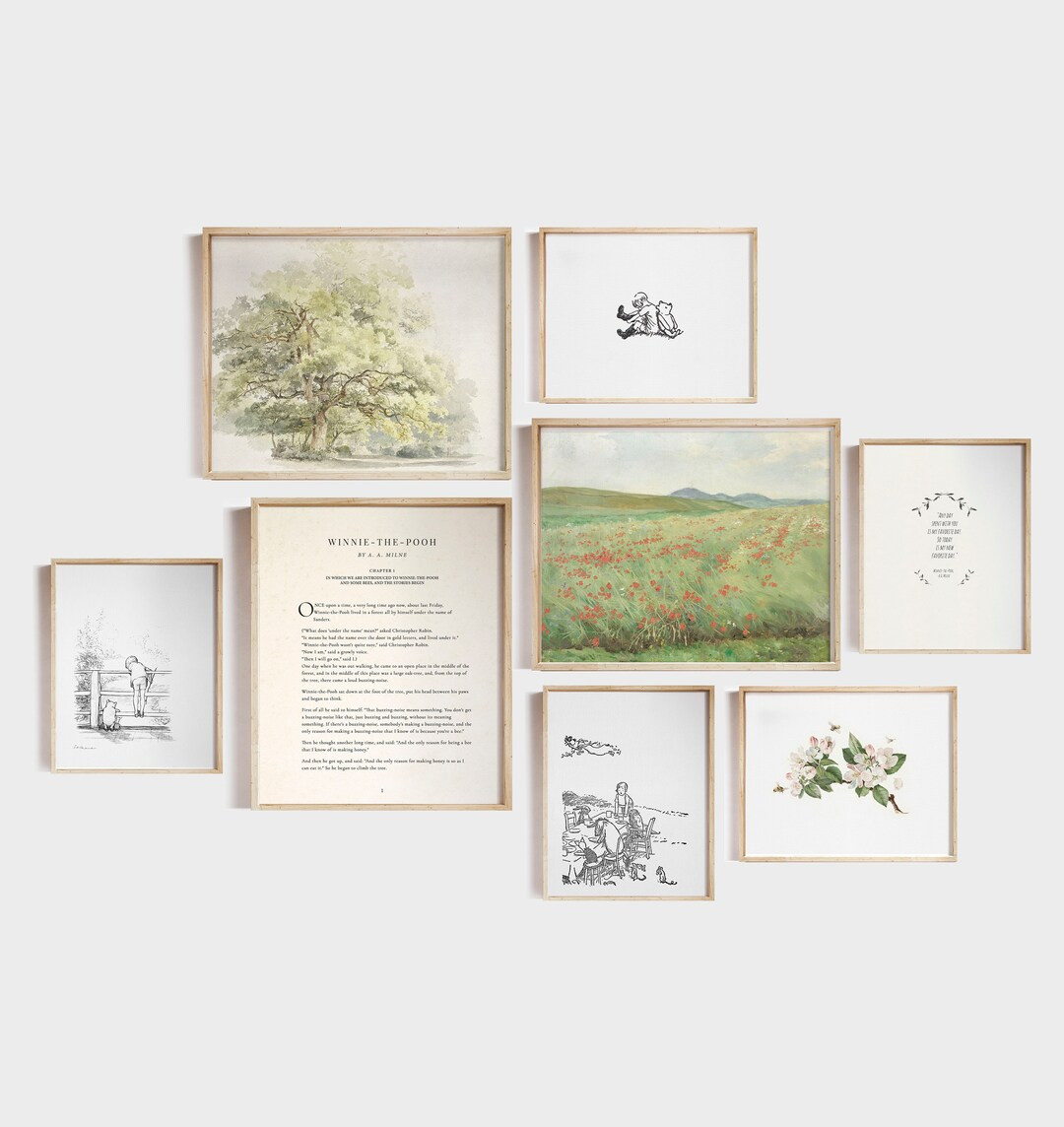 Winnie the Pooh Gallery Art Set Literary Nursery Kids Room - Etsy | Etsy (US)