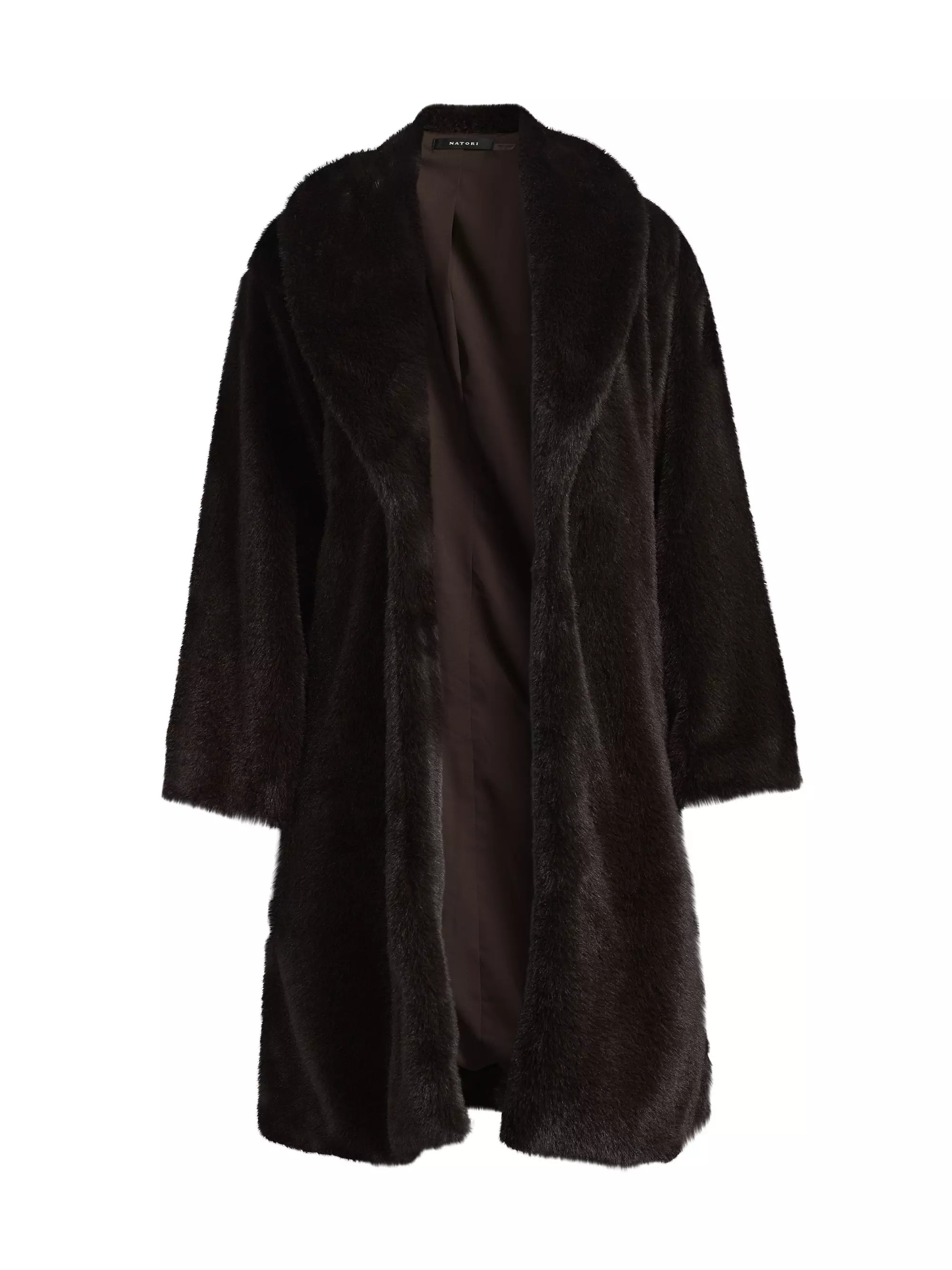Shop Natori Faux-Mink Shawl-Collar Coat | Saks Fifth Avenue | Saks Fifth Avenue