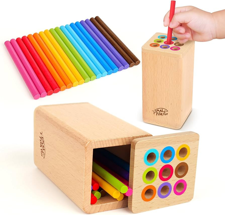 Montessori Toys for 1-3 Year Old: Wooden Learning Fine Motor Skills Toys for Toddlers, Color Sort... | Amazon (US)