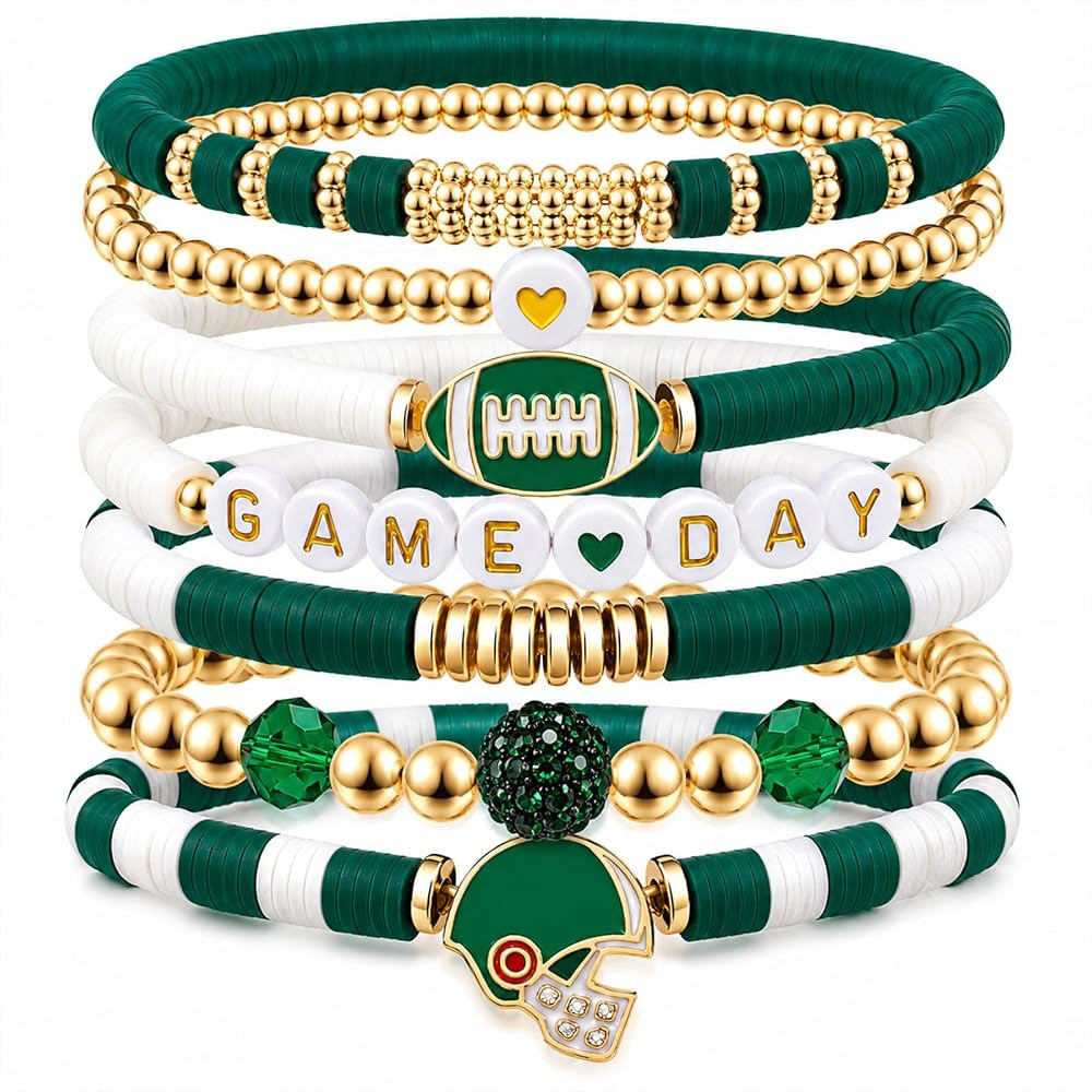 Artlunar Game Day Football Charm Bracelet: Stackable Sports Jewelry for Moms & Dads - Perfect for... | Amazon (US)