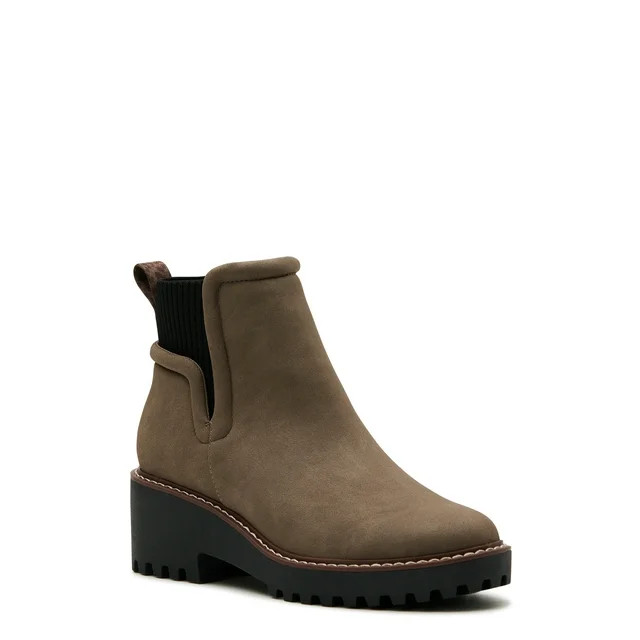 Time and Tru Women's Rib Collar Lug Booties - Walmart.com | Walmart (US)