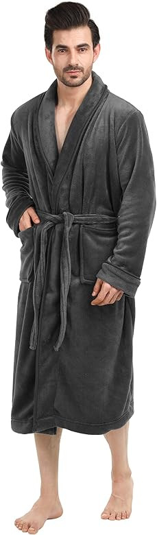 NY Threads Luxurious Mens Shawl Collar Fleece Bathrobe Spa Robe | Amazon (US)
