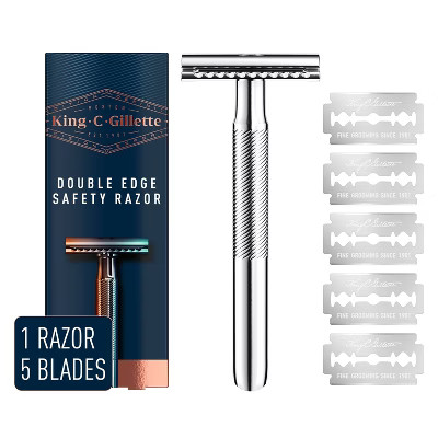 King C. Gillette Men's Double Edge Safety Razor + 5 Refill Blades - 6ct | Target