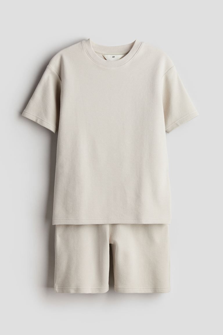 2-piece Cotton Jersey Set - Light beige - Kids | H&M US | H&M (US + CA)