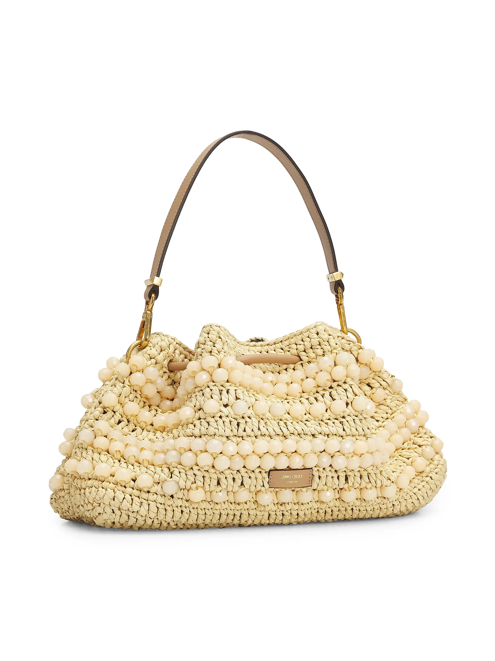 Jimmy Choo Riviera Bon Bon Beaded Raffia Shoulder Bag | Saks Fifth Avenue | Saks Fifth Avenue