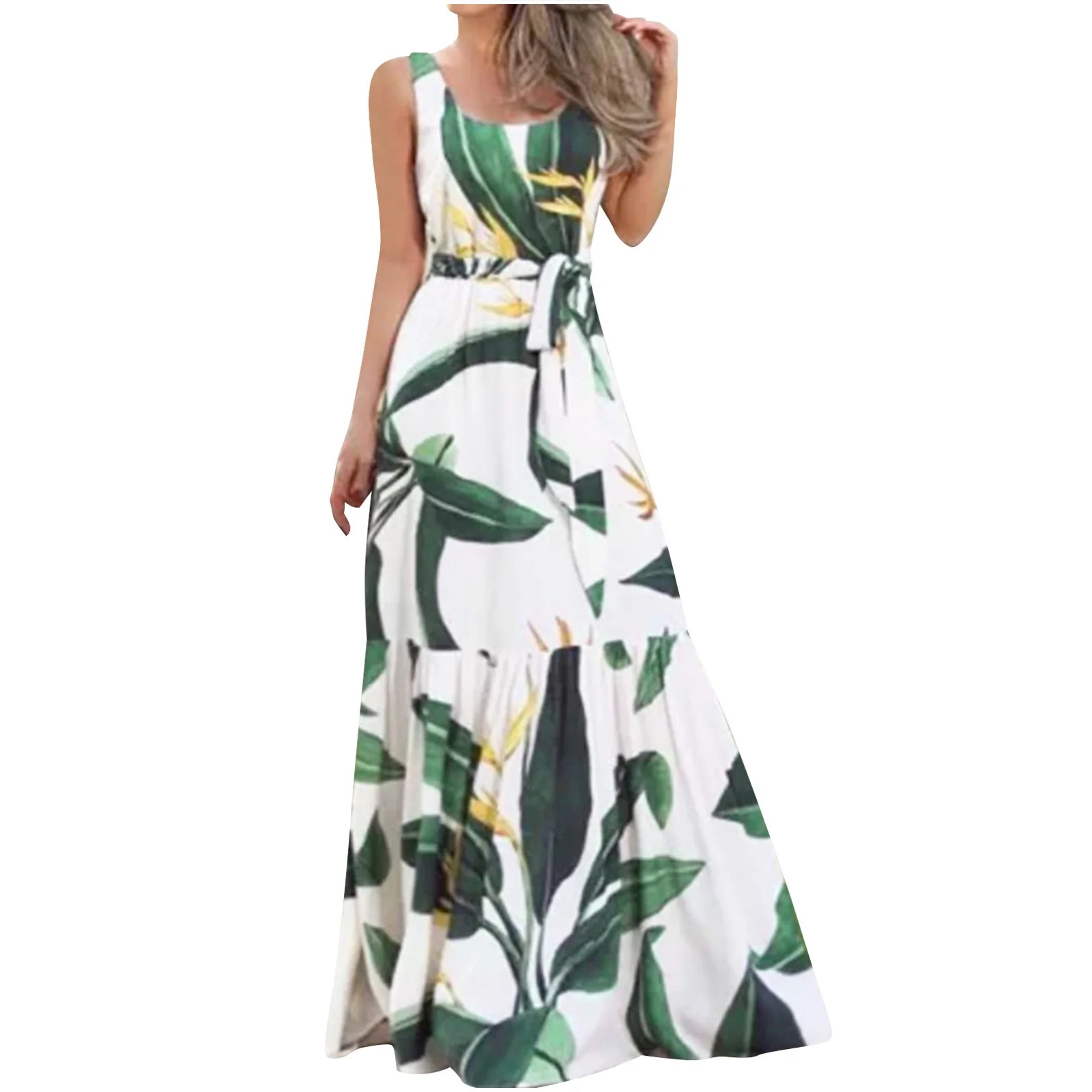 Drses Women's Summer Dress Sleeveless Print Loose Maxi Dress Casual Long Dress | Walmart (US)