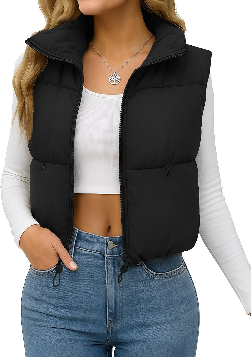 Women's Crop Puffer Vest Lightweight Padded Jacket | Amazon (US)