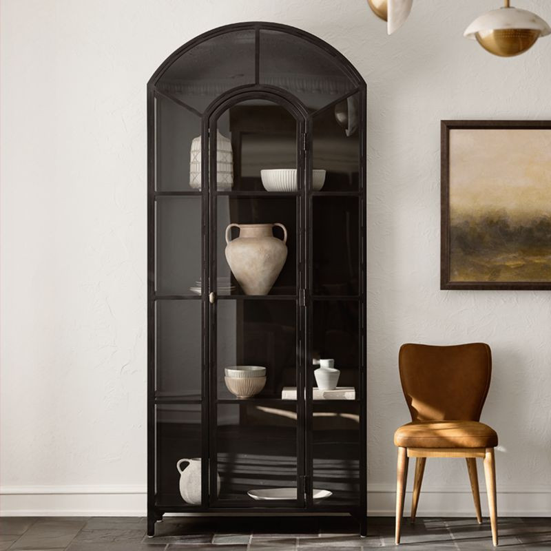 Ventana Black Glass Display Curio Storage Cabinet + Reviews | Crate & Barrel | Crate & Barrel
