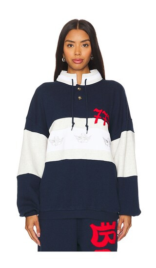 Better Luck Next Time Henley Sweatshirt in Navy | Revolve Clothing (Global)