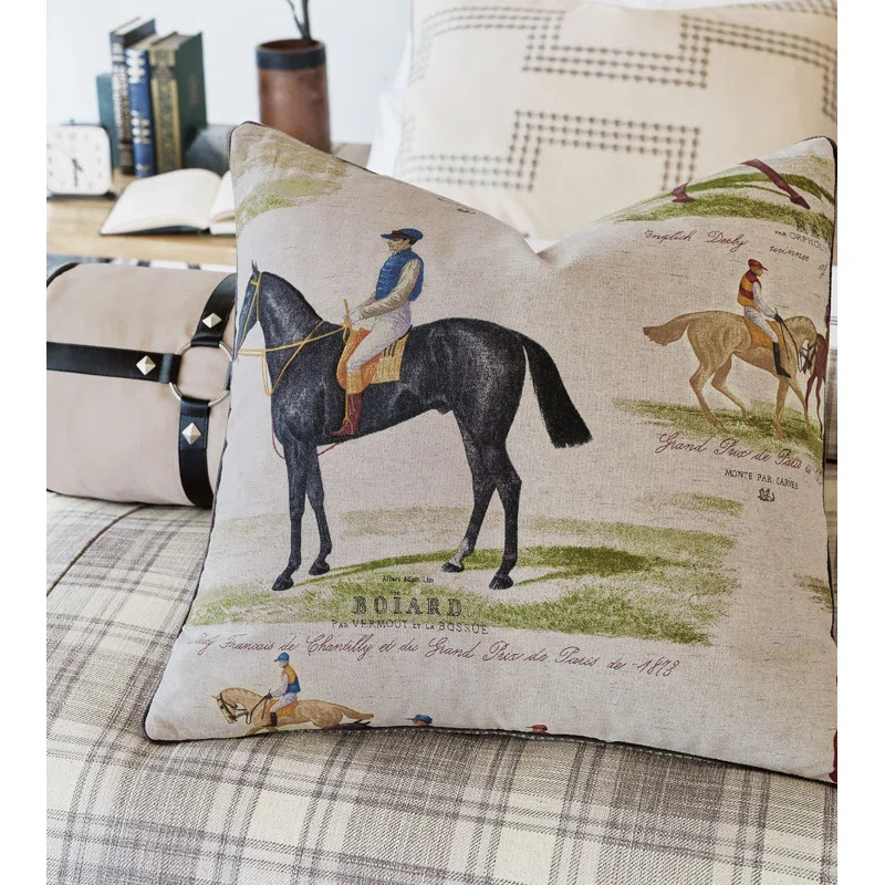 Equestrian Jockey Horse Throw Pillow Cover & Insert | Wayfair North America