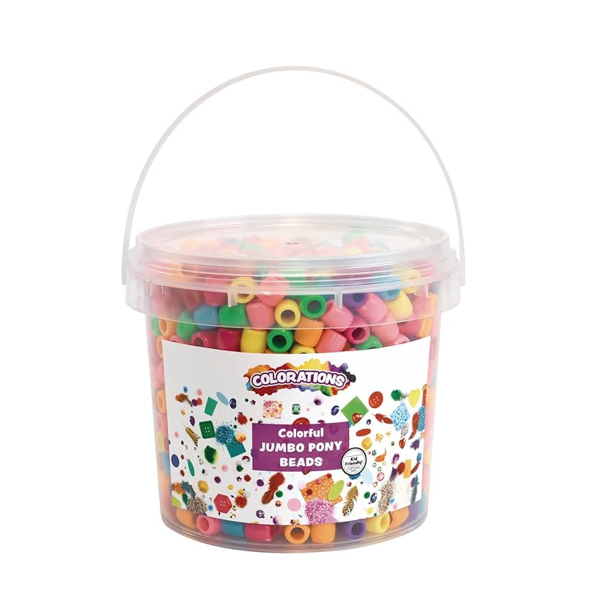 Colorations Colorful Jumbo Plastic Pony Beads, 1.5 Pounds in Reusable Bucket, Beads for Kids, Jum... | Amazon (US)