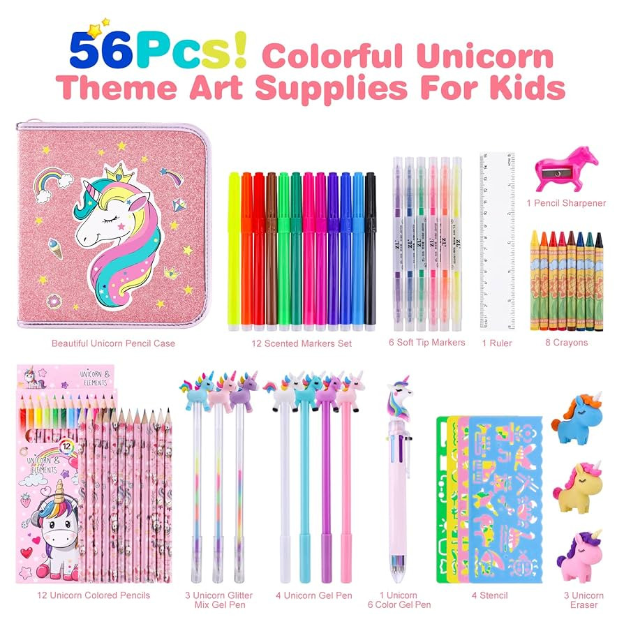 53PCS Fruit Scented Markers Set - Art Coloring Drawing Kits for Kids with Unicorn Pencil Case, Ar... | Amazon (US)