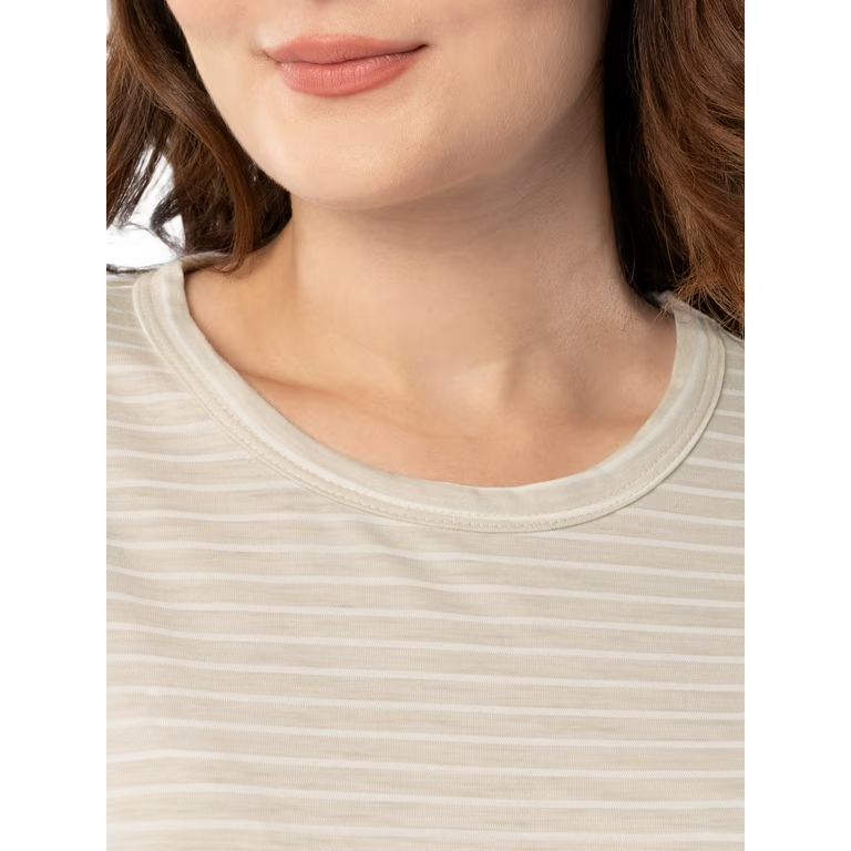 Time and Tru Women's Slub Texture Tee with Short Sleeves, Sizes S-XXXL | Walmart (US)