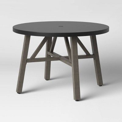 Concrete & Faux Wood 4 Person Round Patio Dining Table - Smith & Hawken™ | Target