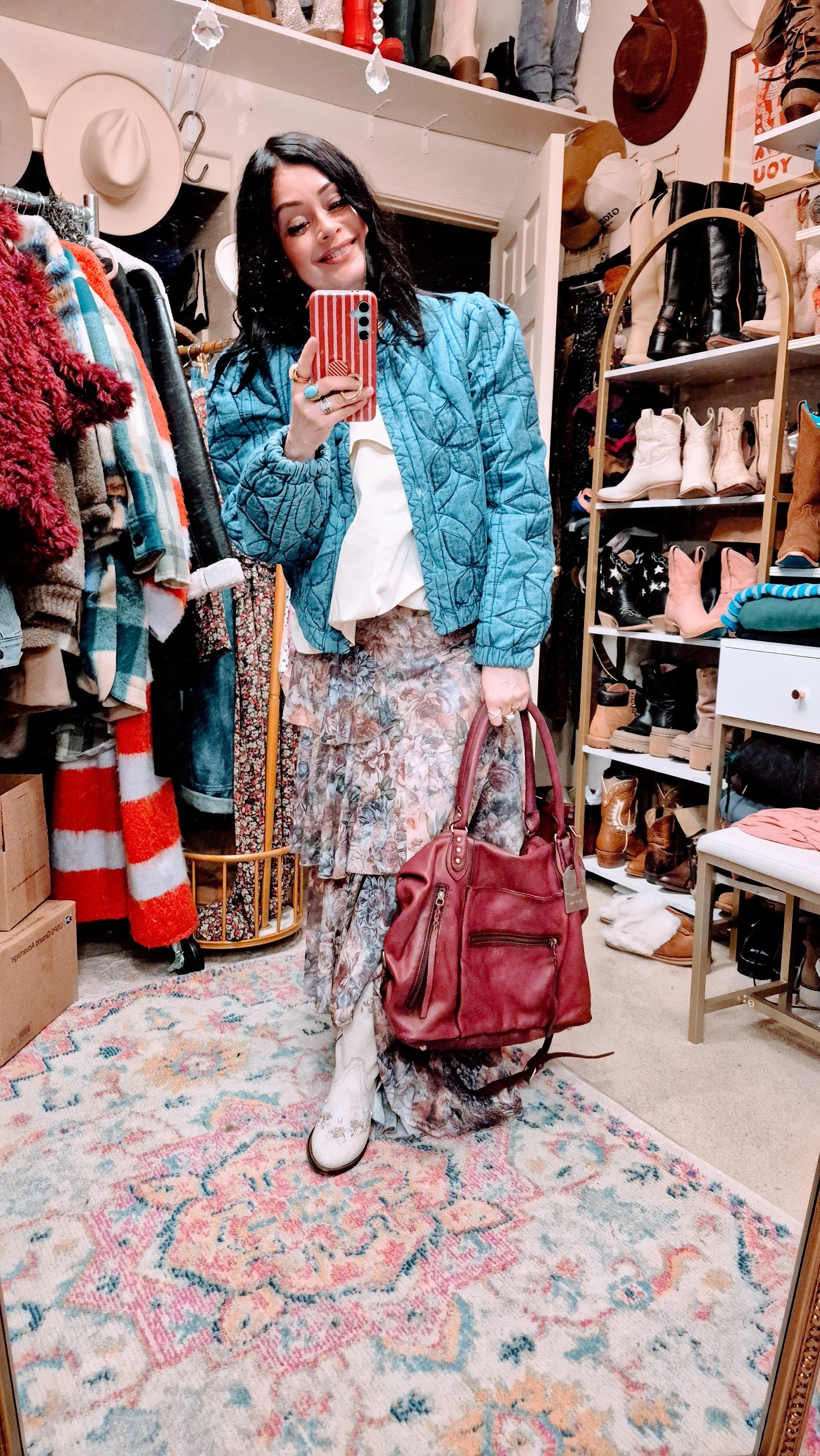 Free people styleBoho western styleHoliday outfitWearing a size large in the skirt 

#LTKGiftGuide #LTKHoliday #LTKCyberWeek