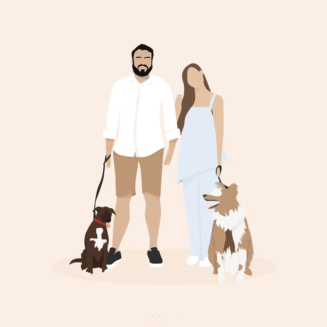 Family With Pet Portrait/custom Family Portrait With Pets/ - Etsy | Etsy (US)