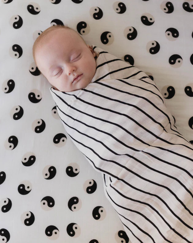 Muslin Swaddle | Grey & Black Stripe | Forever French
